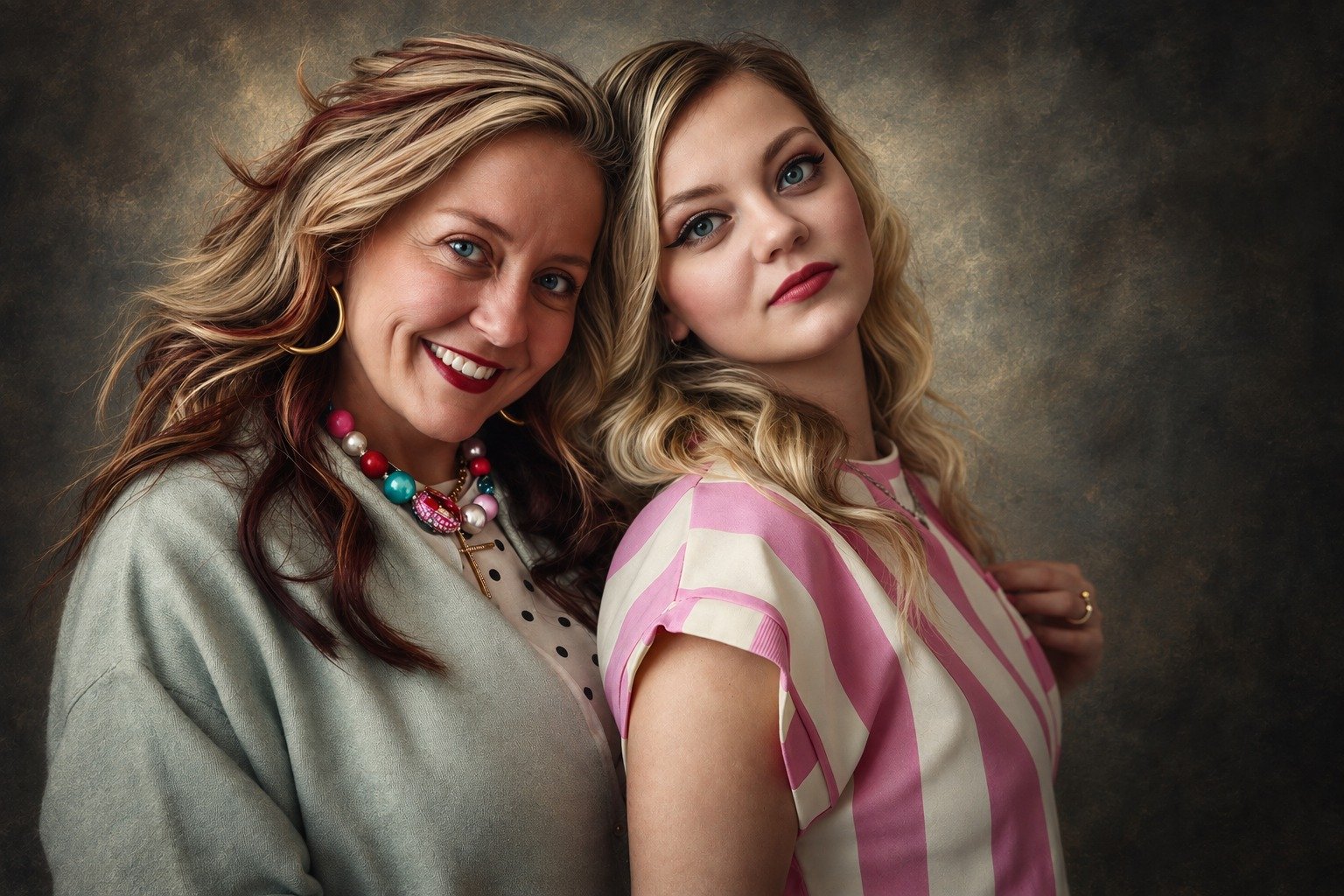 Close portrait of two women together